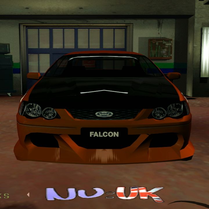 The third aftermarket front bumper on the Ford Falcon XR8, manufactured by NU:UK, with the Ford badge on the grill mirrored over itself.